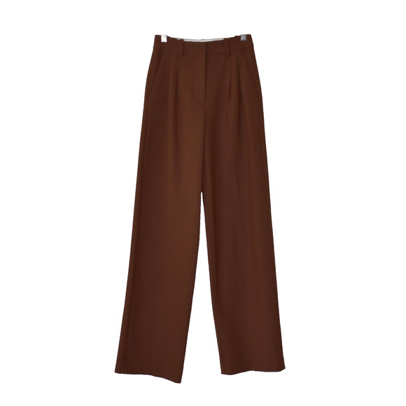 B6 Auth WILFRED Terracota Double Pleated Front Straight Wide Leg Pants Size 00 - Picture 1 of 5